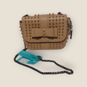 Jamie-Bags Kaki Shoulder Bag with studs and bow, black-chrome chain strap