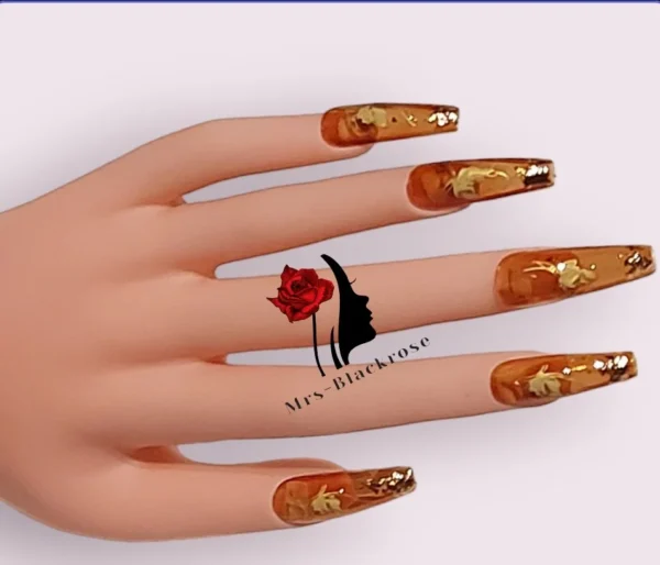 hm011.2 Press On Nails HM011 – Mrs-Blackrose Elegant Reusable Nail Set